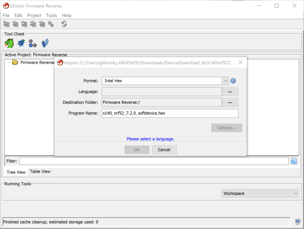 Importing Binary in Ghidra